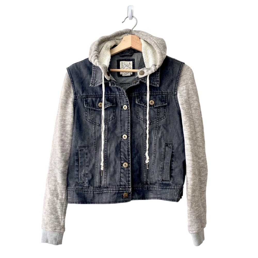 Billabong Hills Black Denim Sweater Jacket, Size M